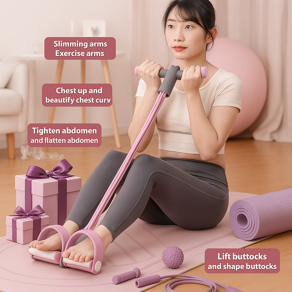 Brandex™ 2025 | Premium 6-Tube Pedal Resistance Band – Elastic Latex Tension Rope for Yoga, Fitness & Home Workout