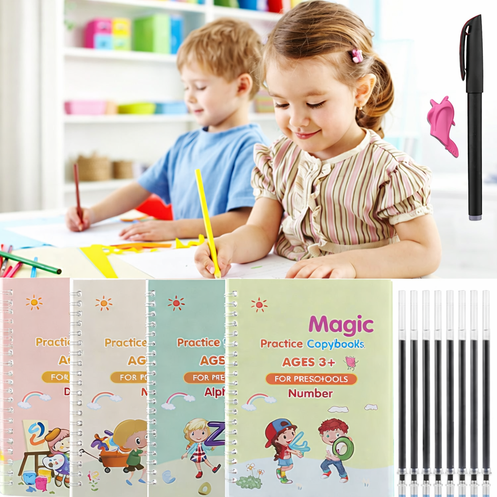 Magic Practice Copybook (4 BOOKS,1 PEN,1 GRIP,10 REFILL) – 50% OFF Today!